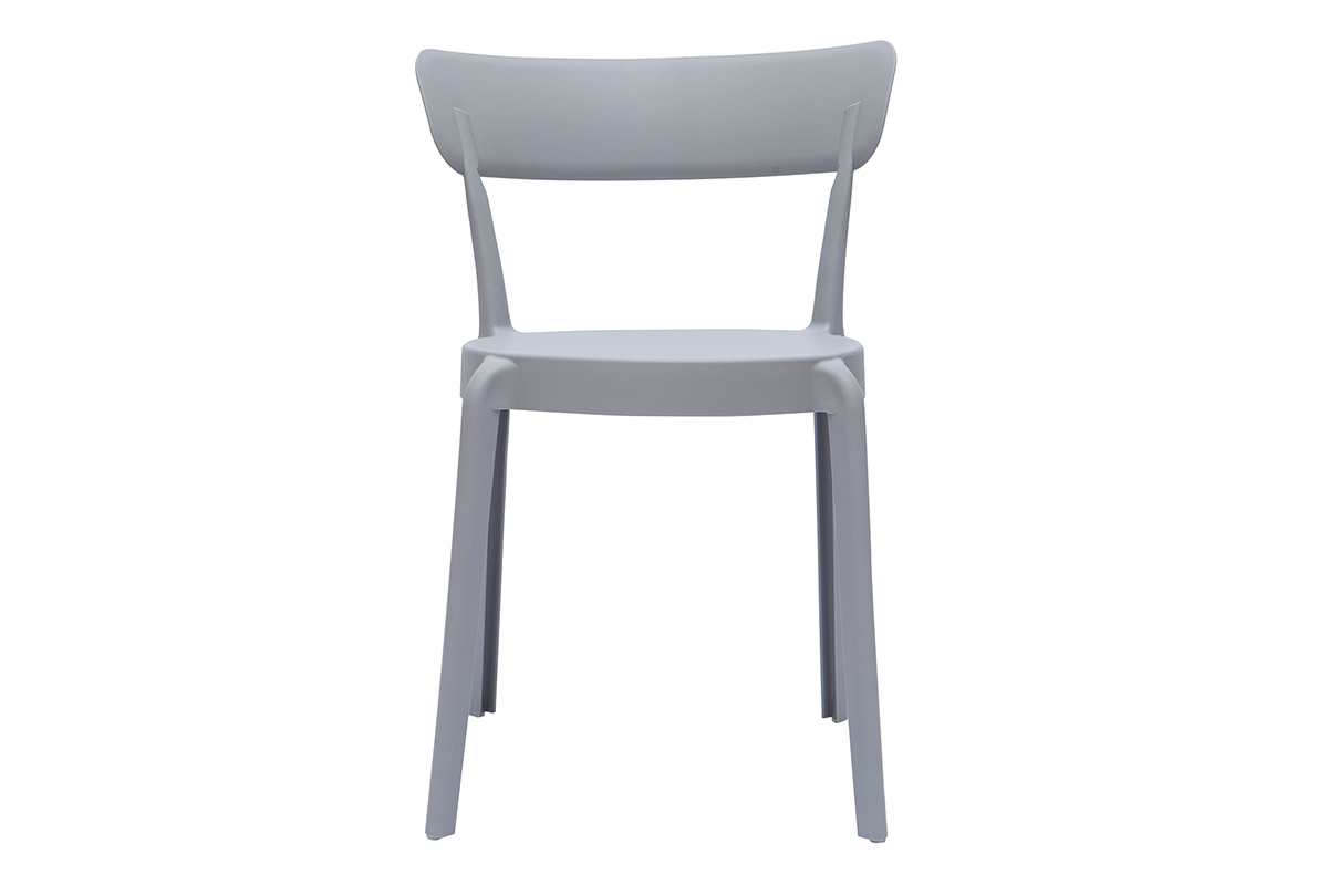 Chaises design gris clair empilables intrieur - extrieur (lot de 2) RIOS