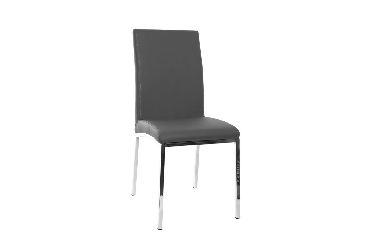 Chaises design gris et mtal acier chrom (lot de 2) SIMEA