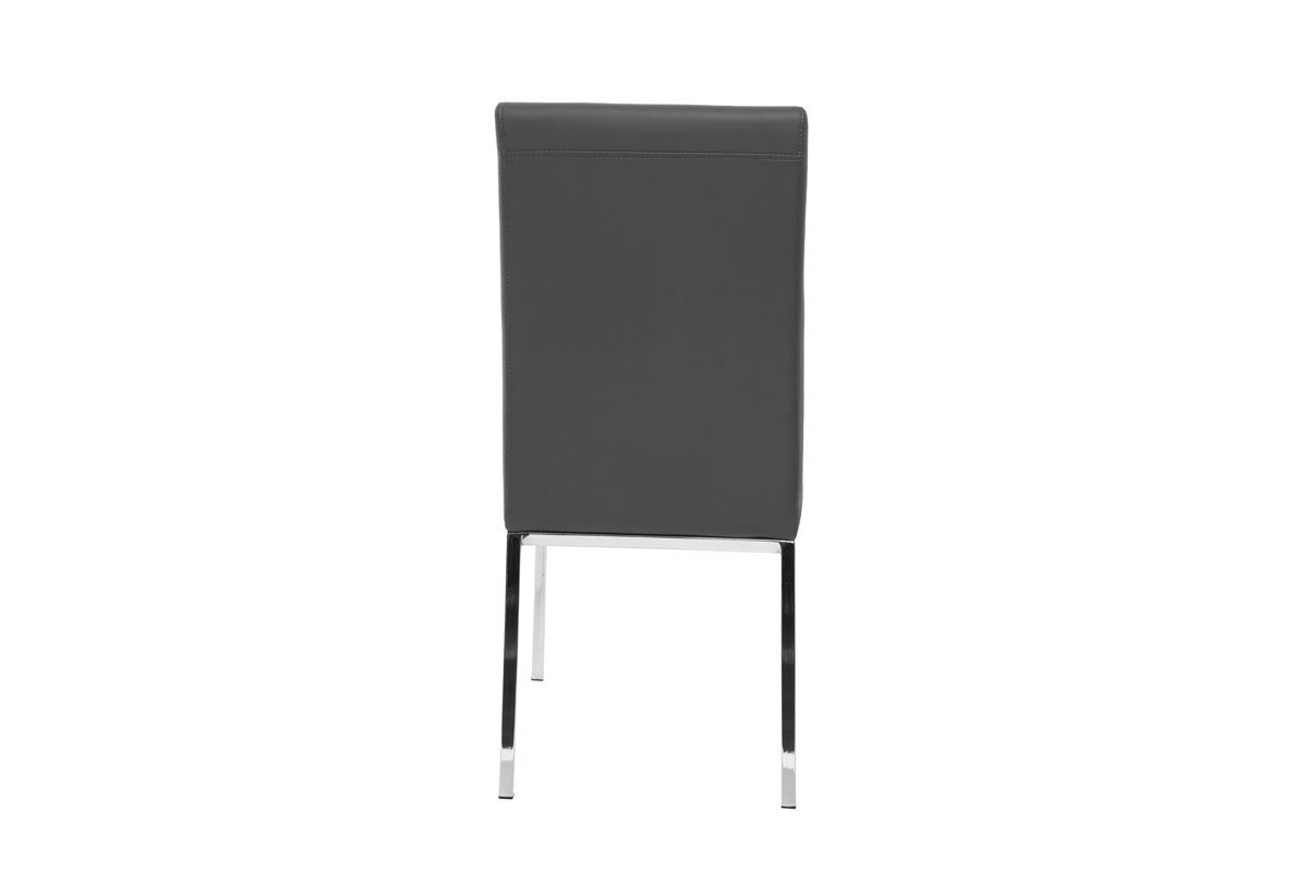 Chaises design gris et mtal acier chrom (lot de 2) SIMEA