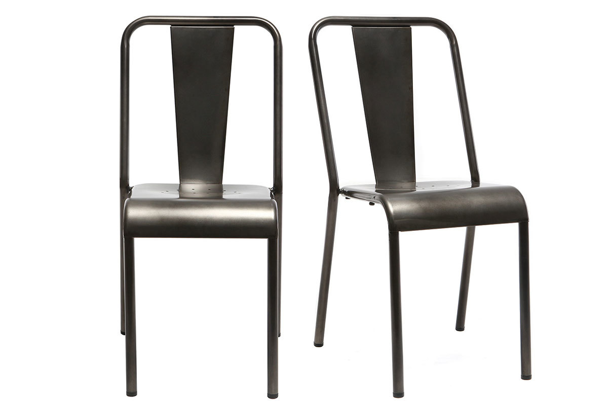 Chaises design mtal inox (lot de 2) EVAN