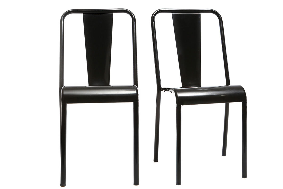 Chaises design mtal noir (lot de 2) EVAN