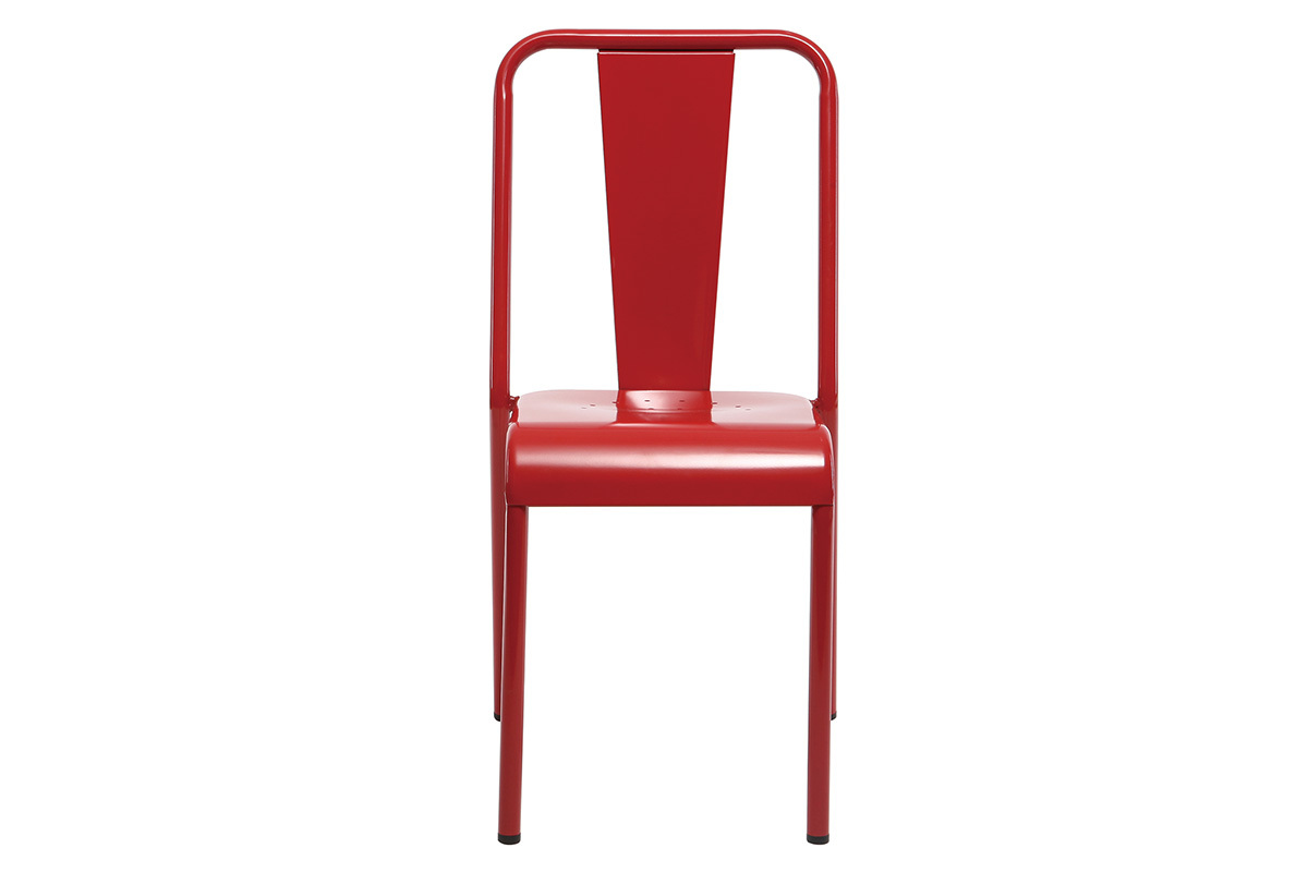 Chaises design mtal rouge (lot de 2) EVAN