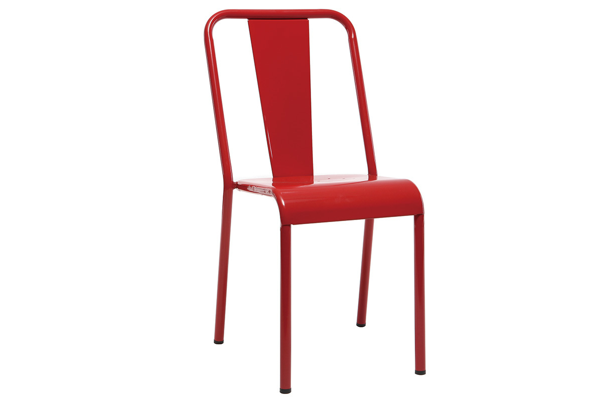 Chaises design mtal rouge (lot de 2) EVAN