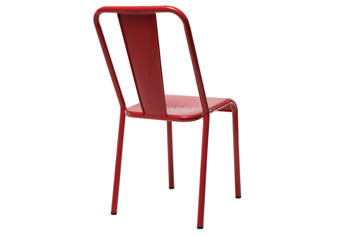 Chaises design mtal rouge (lot de 2) EVAN