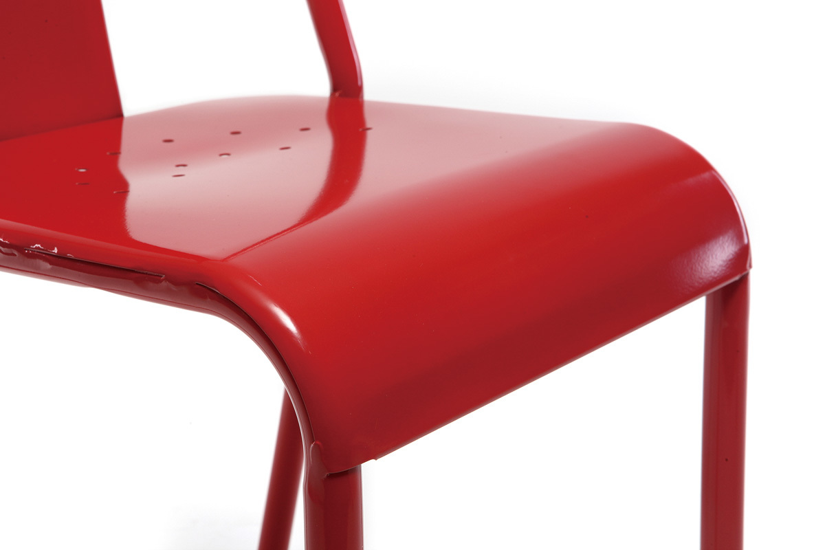 Chaises design mtal rouge (lot de 2) EVAN