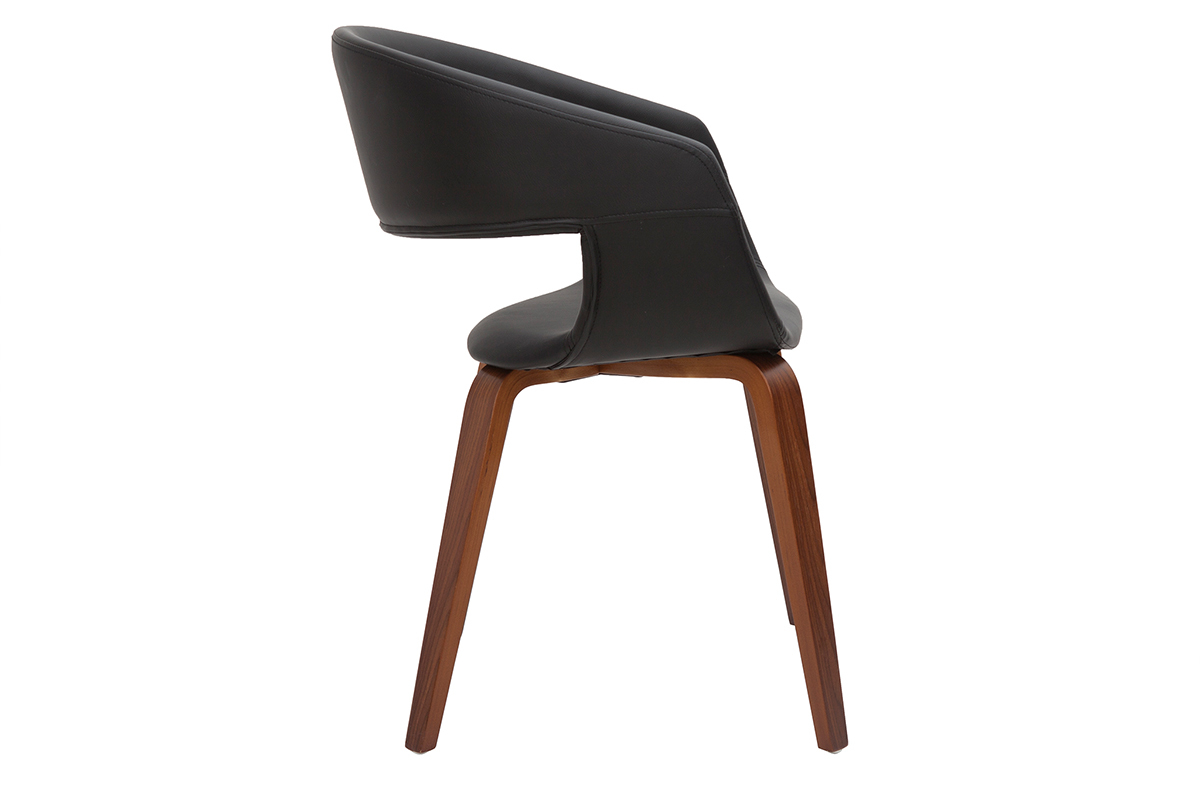 Chaises design noir et bois fonc (lot de 2) SLAM