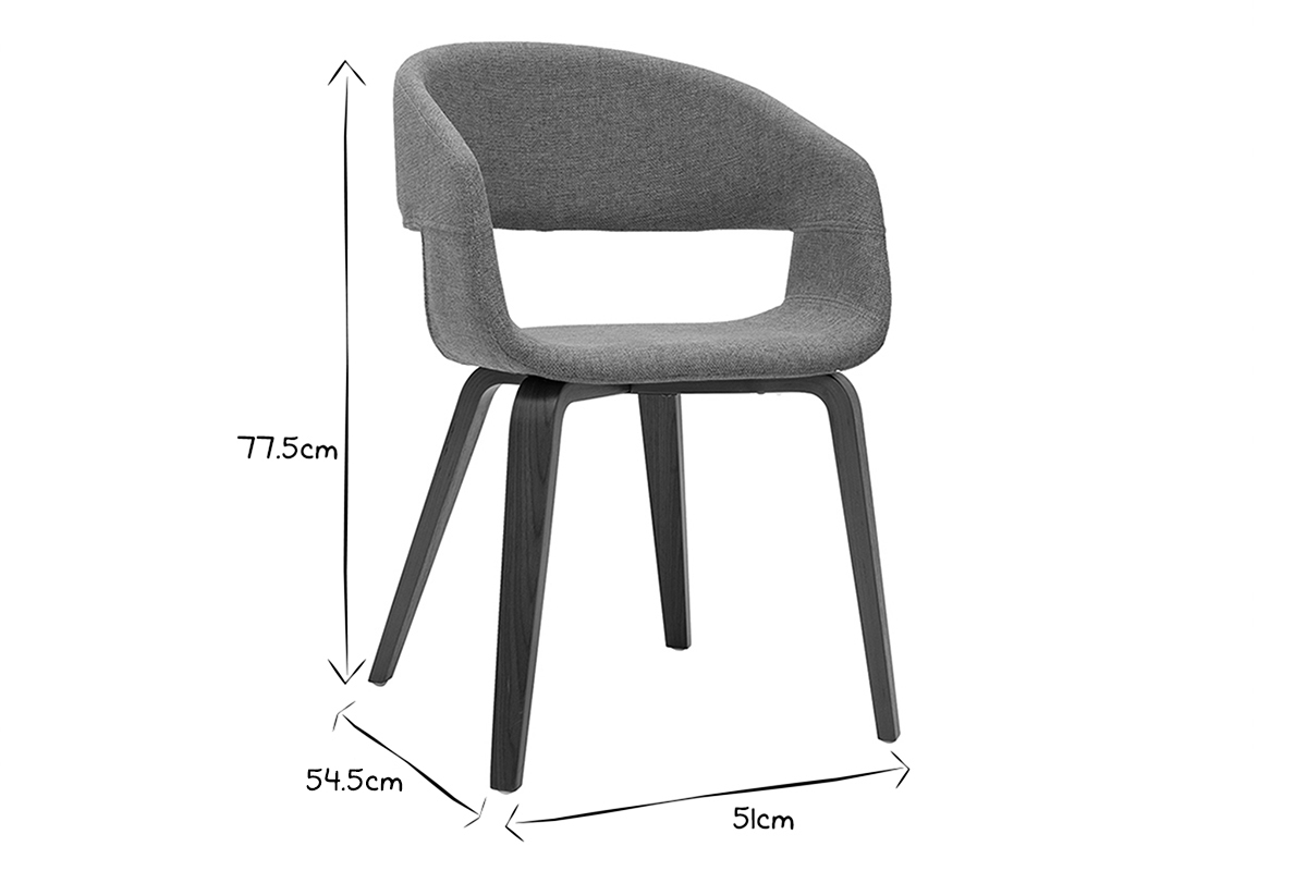 Chaises design noir et bois fonc (lot de 2) SLAM