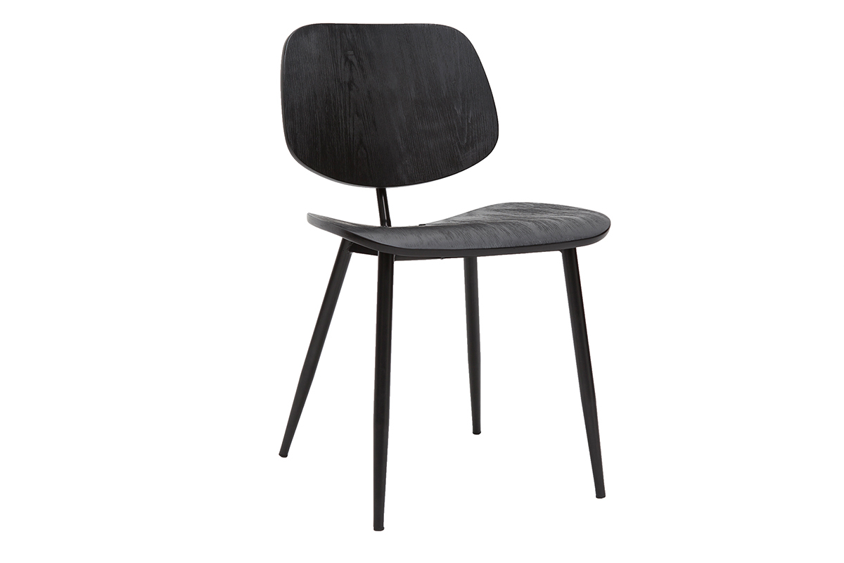 Chaises design noire en bois noir et mtal (lot de 2) TOBIAS