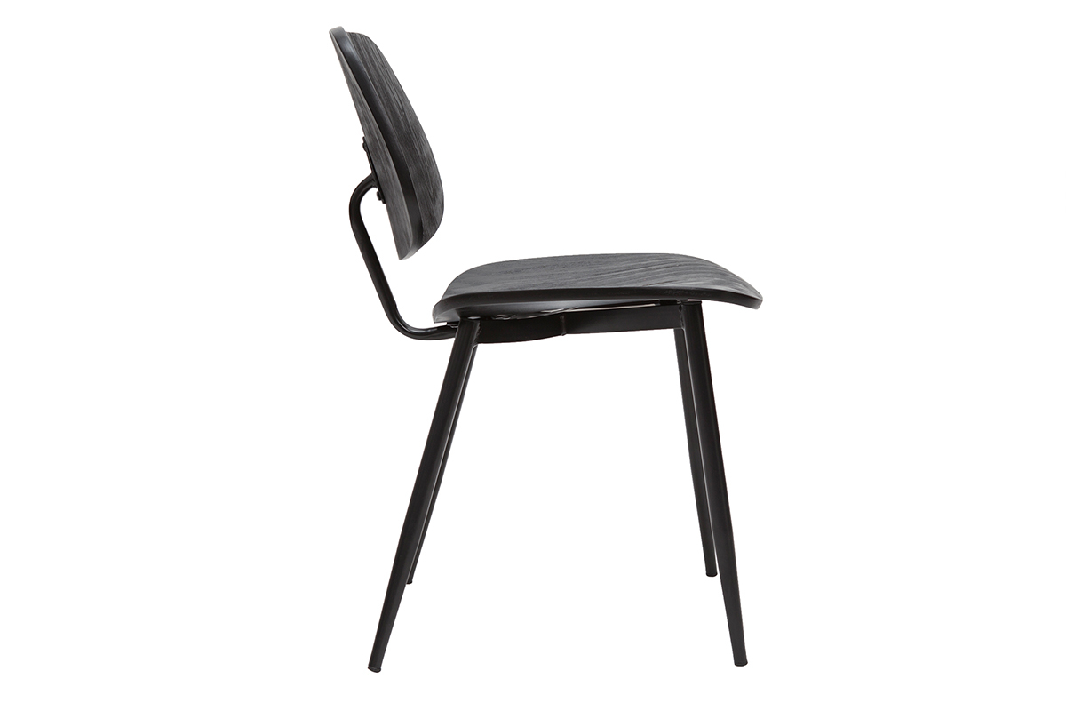 Chaises design noire en bois noir et mtal (lot de 2) TOBIAS