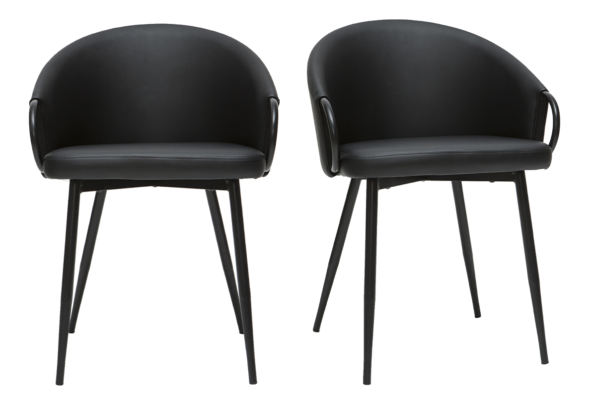 Chaises design noires (lot de 2) PRECIO