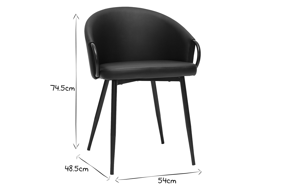 Chaises design noires (lot de 2) PRECIO