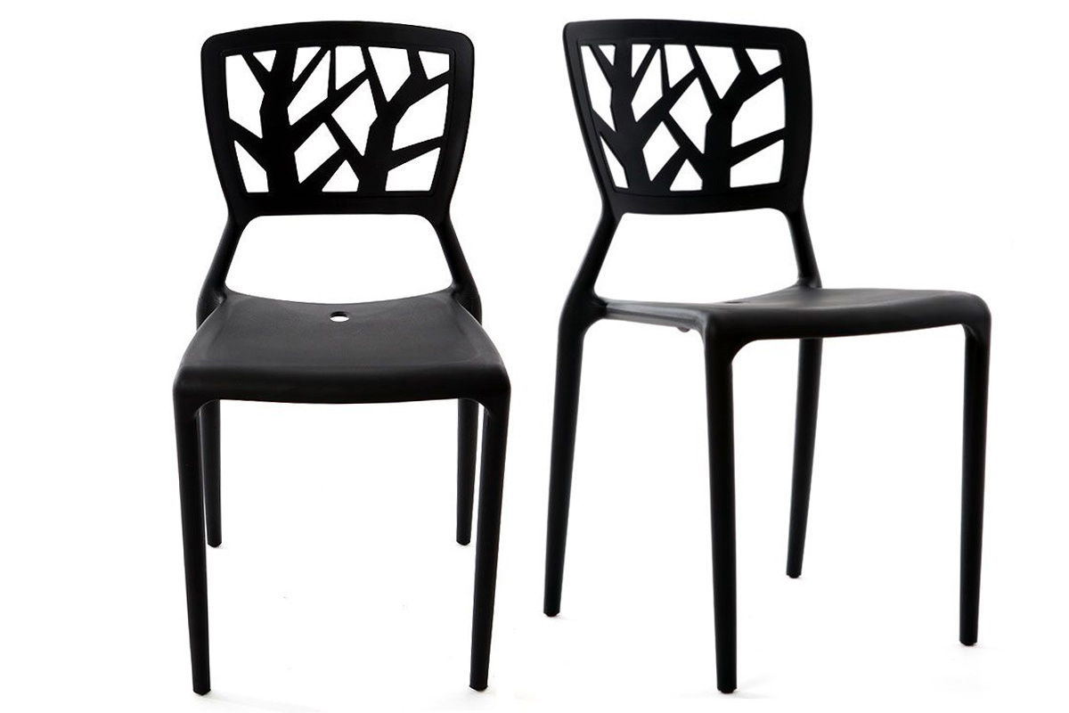 Chaises design noires empilables intrieur / extrieur (lot de 2) KATIA