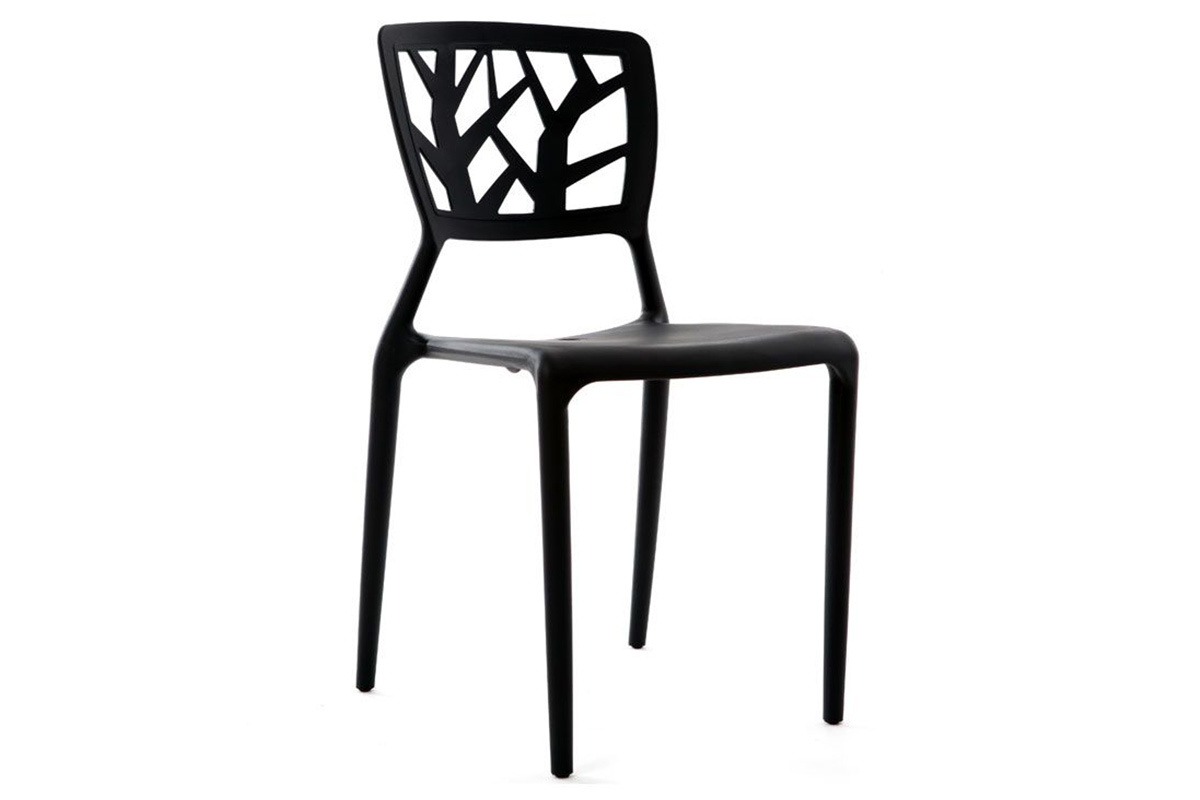 Chaises design noires empilables intrieur / extrieur (lot de 2) KATIA