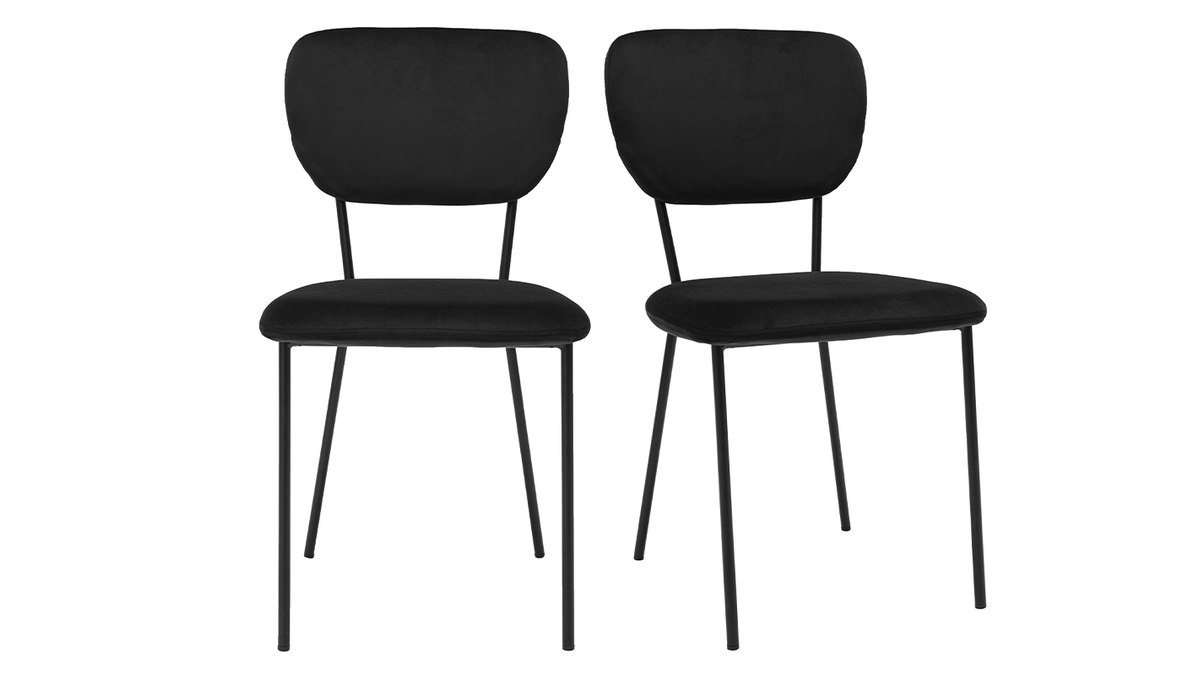 Chaises design noires en tissu velours et mtal (lot de 2) LEPIDUS