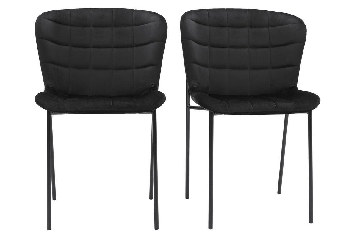 Chaises design noires en tissu velours et mtal (lot de 2) SAIGA