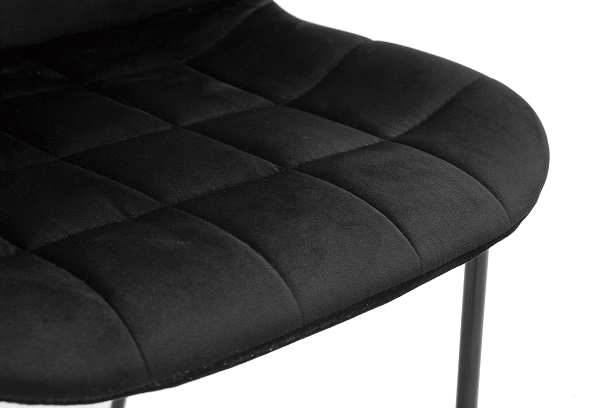 Chaises design noires en tissu velours et mtal (lot de 2) SAIGA