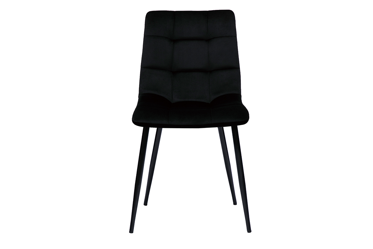 Chaises design noires en tissu velours noir et mtal (lot de 2) MAXWELL