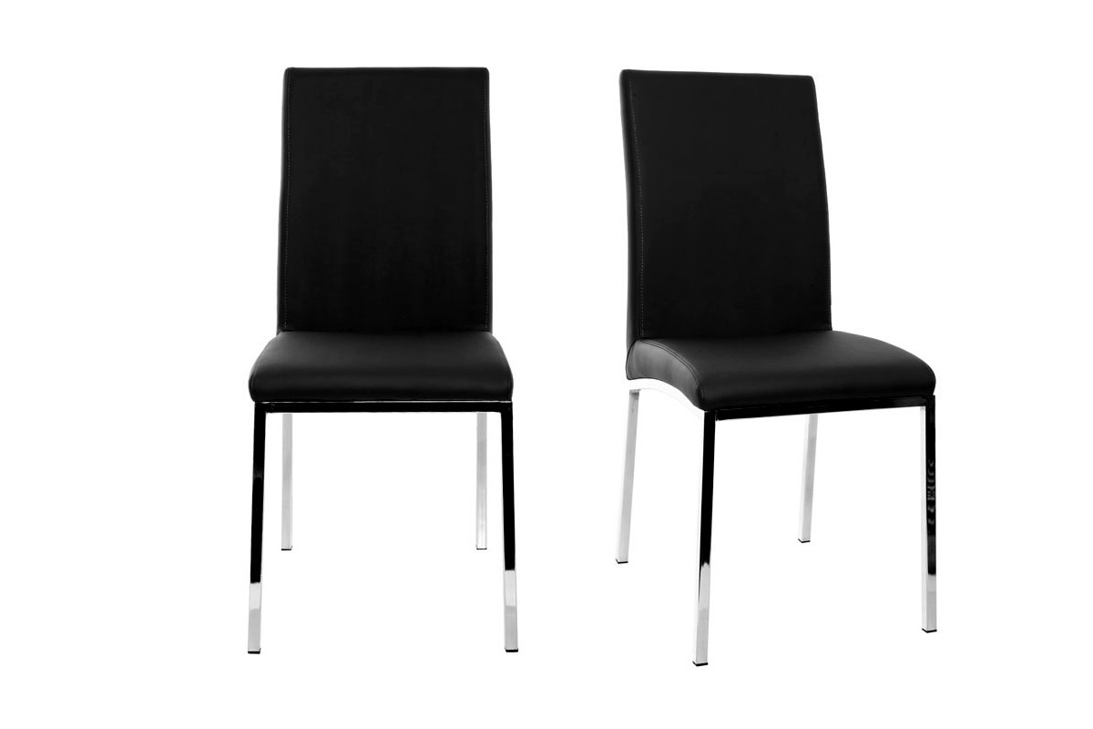 Chaises design noires et mtal acier chrom (lot de 2) SIMEA