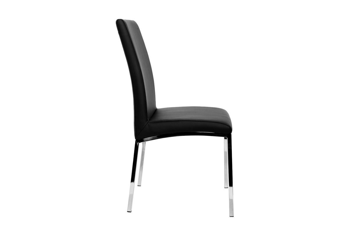 Chaises design noires et mtal acier chrom (lot de 2) SIMEA