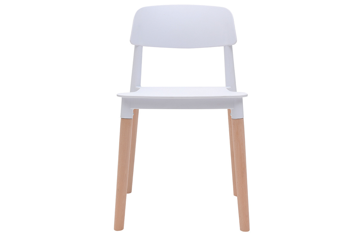 Chaises design scandinaves blanc et bois clair massif (lot de 2) GILDA