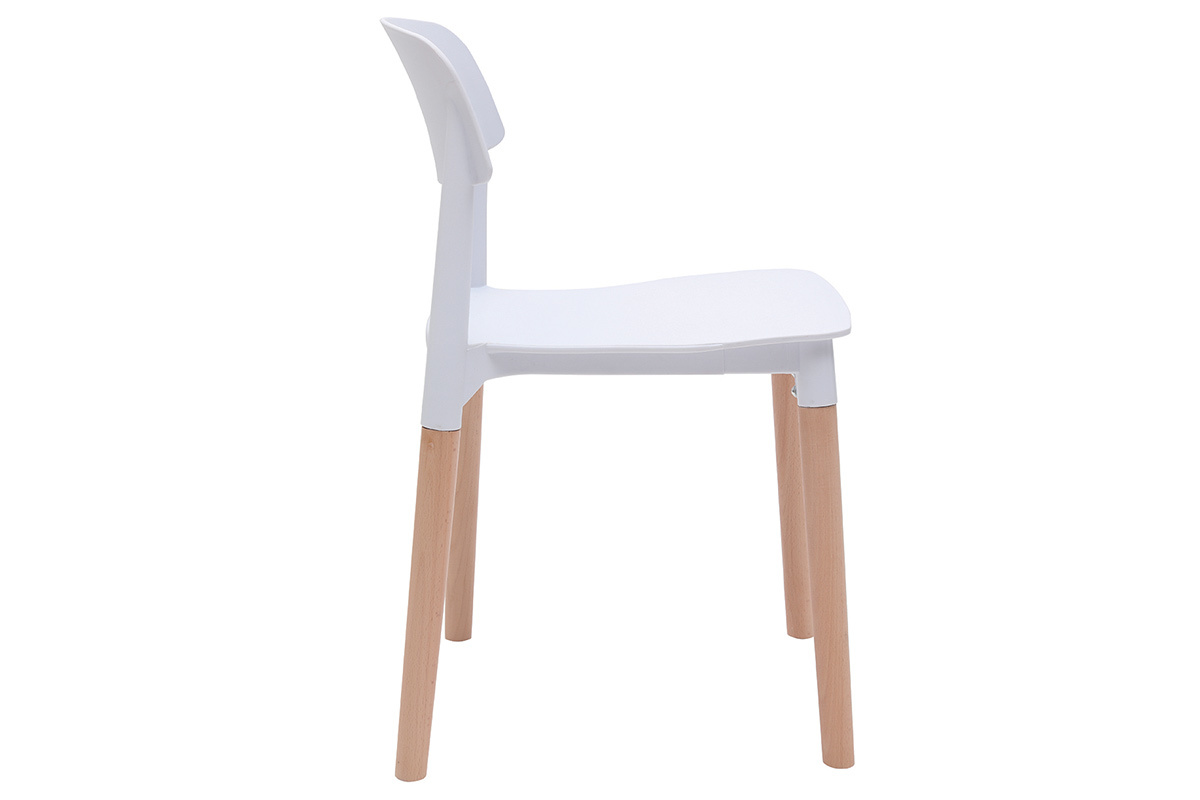 Chaises design scandinaves blanc et bois clair massif (lot de 2) GILDA