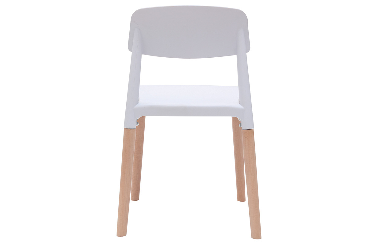 Chaises design scandinaves blanc et bois clair massif (lot de 2) GILDA