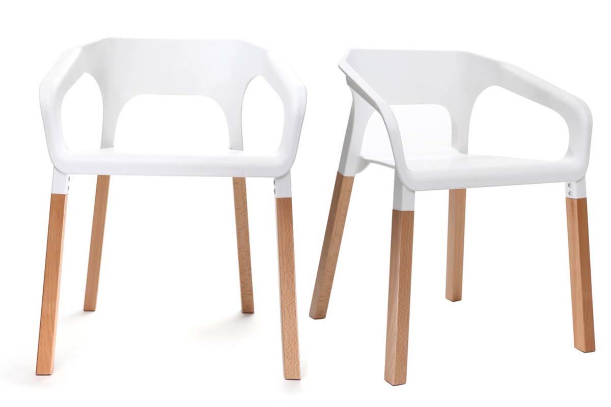 Chaises design scandinaves empilables blanches (lot de 2) HELIA