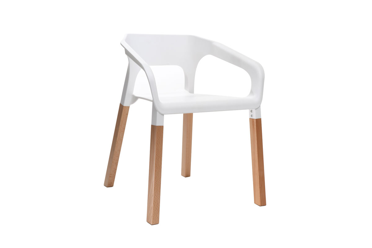 Chaises design scandinaves empilables blanches (lot de 2) HELIA