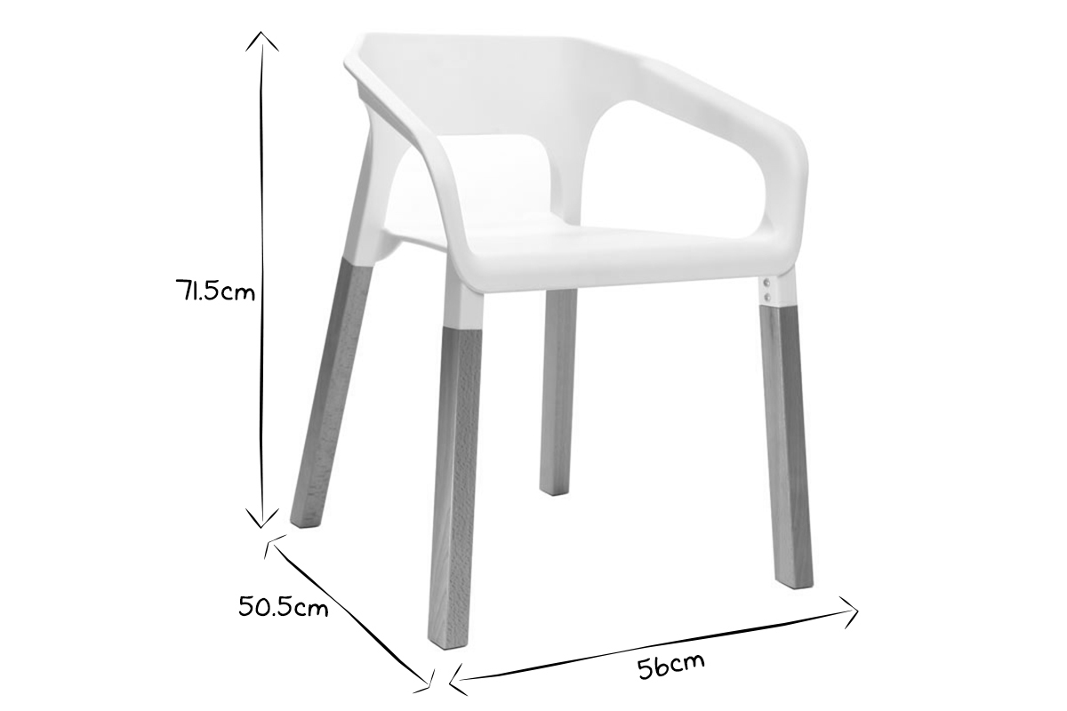 Chaises design scandinaves empilables blanches (lot de 2) HELIA