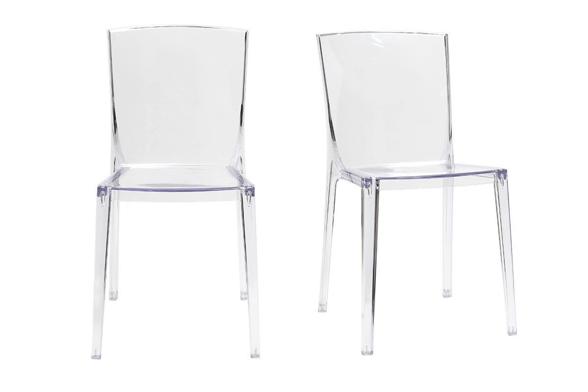 Chaises design transparentes empilables intrieur - extrieur (lot de 2) ISLAND