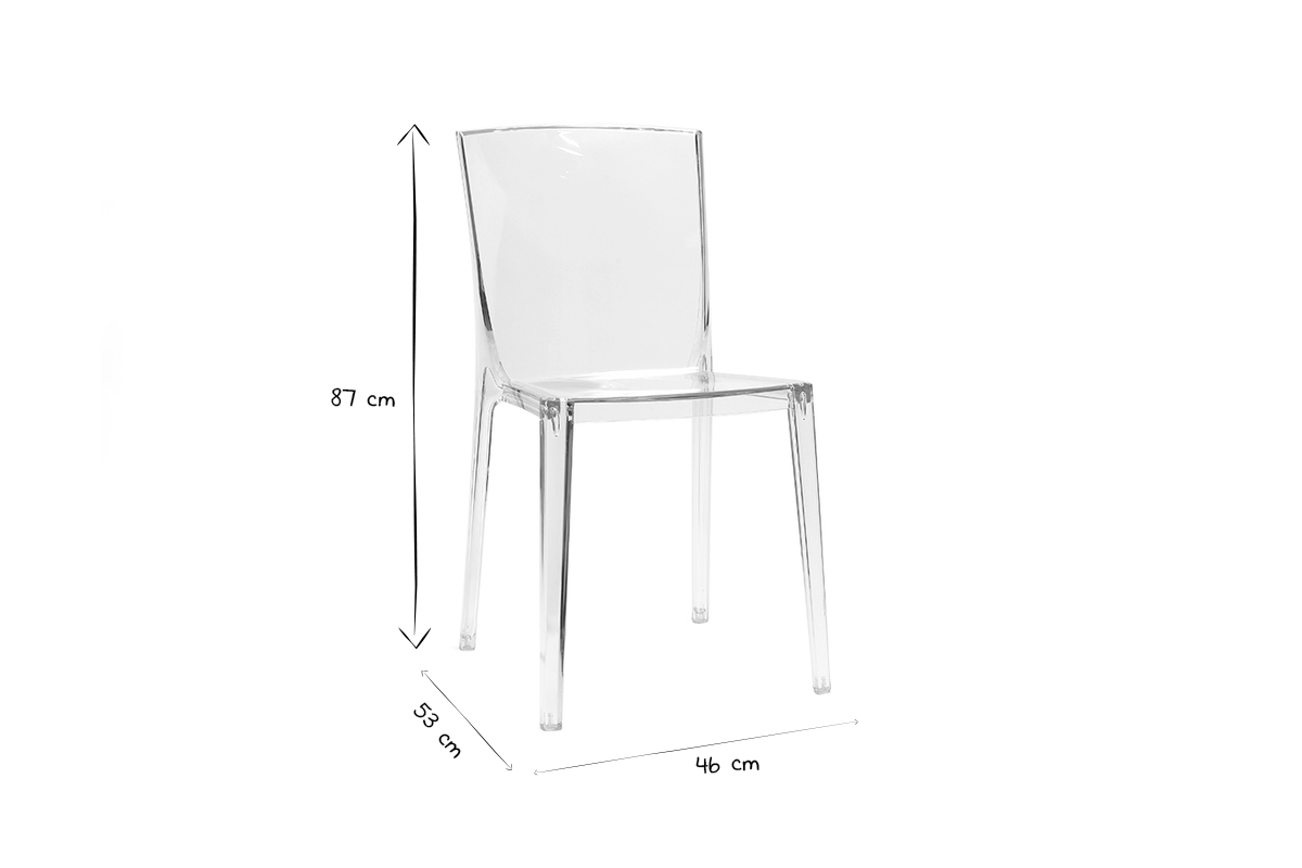 Chaises design transparentes empilables intrieur - extrieur (lot de 2) ISLAND