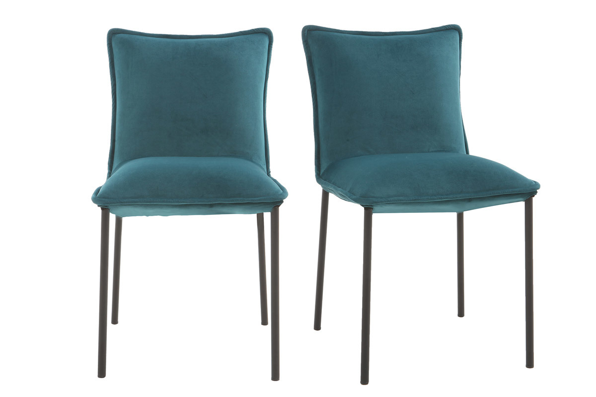 Chaises design velours bleu ptrole (lot de 2) SOLACE