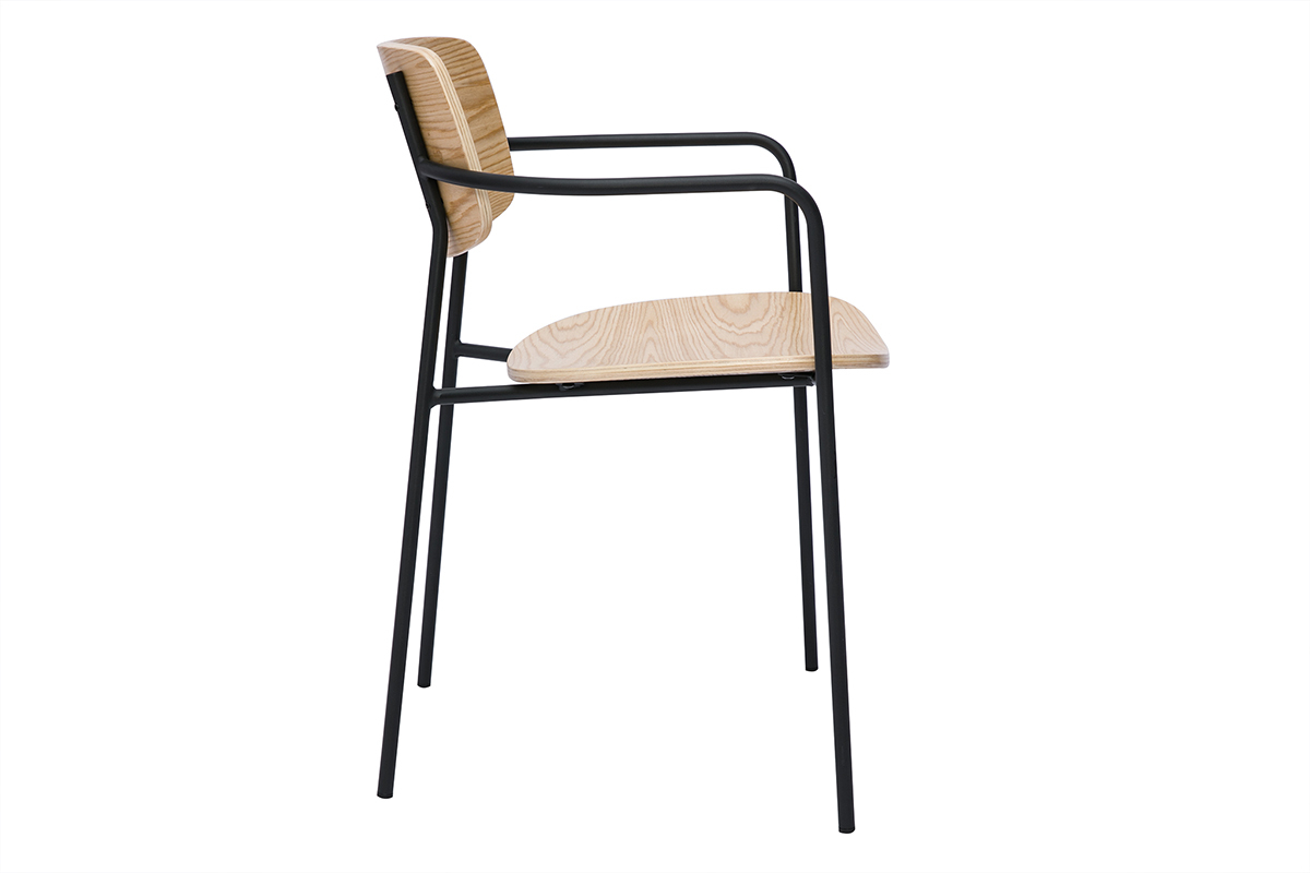 Chaises en bois clair chne et mtal noir (lot de 2) SUSAN