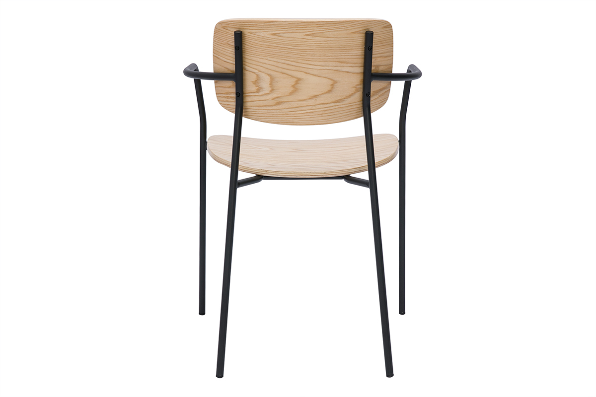 Chaises en bois clair chne et mtal noir (lot de 2) SUSAN