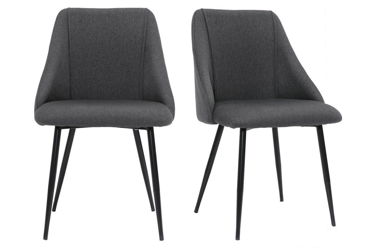 Chaises en tissu gris fonc et mtal noir (lot de 2) HIGGINS