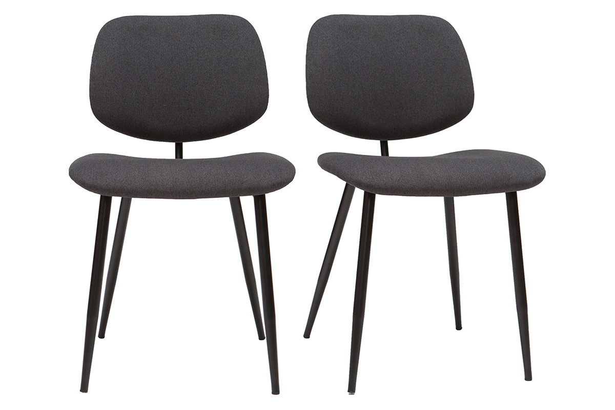 Chaises en tissu gris fonc et mtal noir (lot de 2) TOBIAS