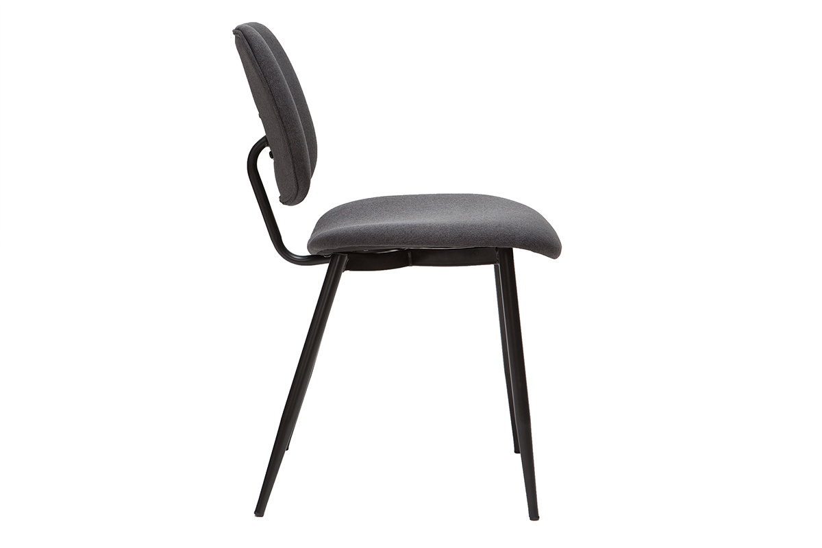 Chaises en tissu gris fonc et mtal noir (lot de 2) TOBIAS