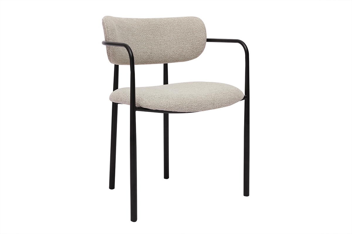 Chaises en tissu textur beige et mtal noir (lot de 2) SWIFT