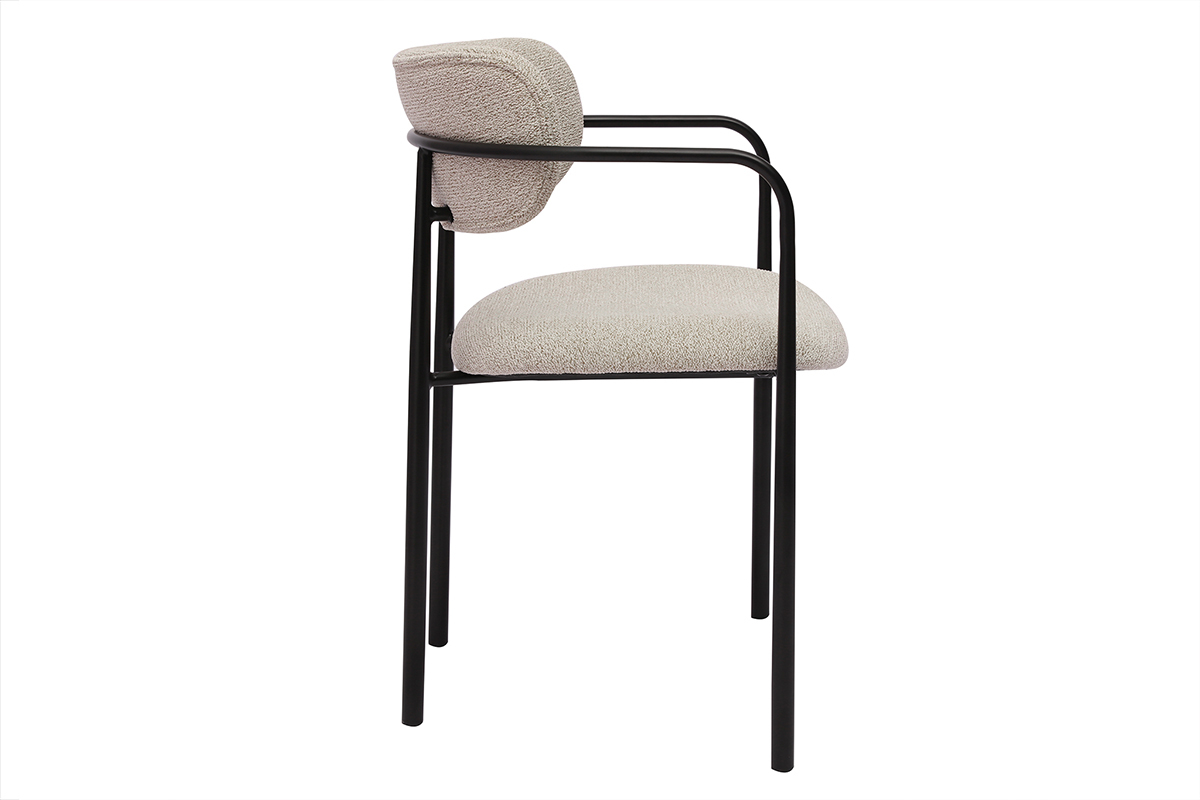 Chaises en tissu textur beige et mtal noir (lot de 2) SWIFT