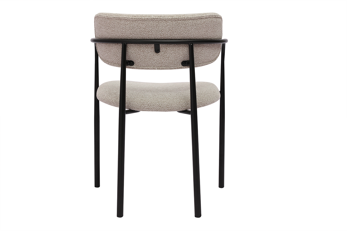 Chaises en tissu textur beige et mtal noir (lot de 2) SWIFT