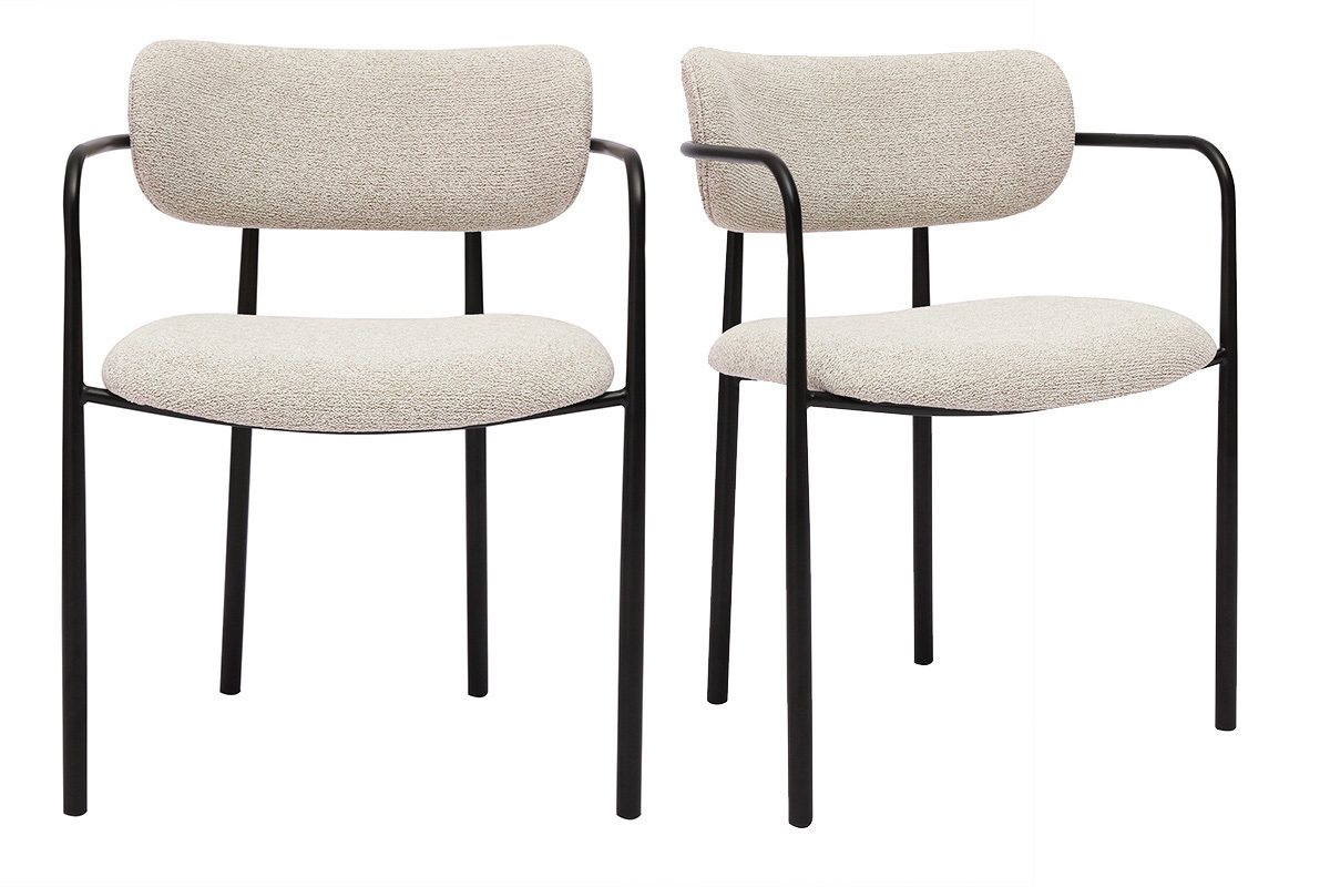 Chaises en tissu textur beige et mtal noir (lot de 2) SWIFT