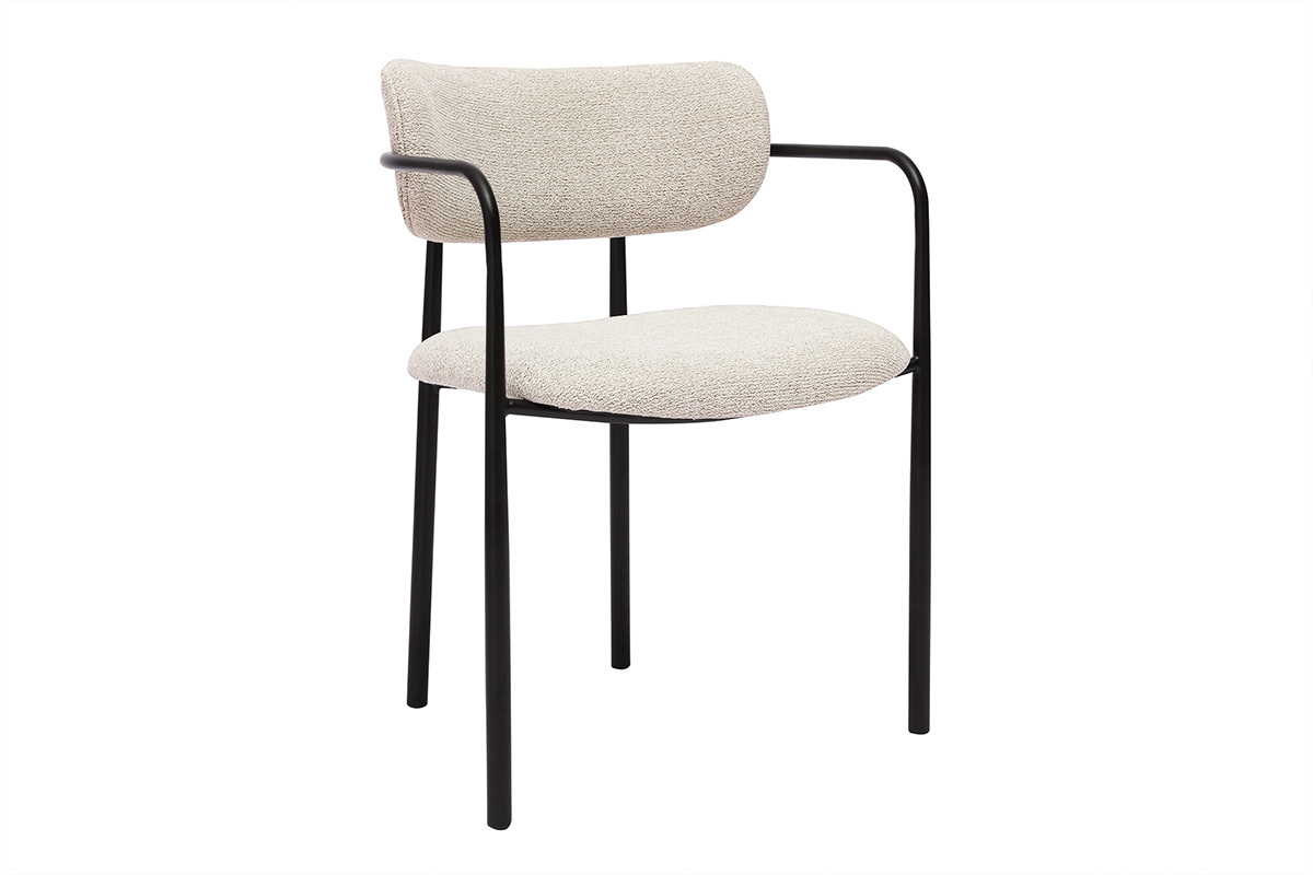 Chaises en tissu textur beige et mtal noir (lot de 2) SWIFT