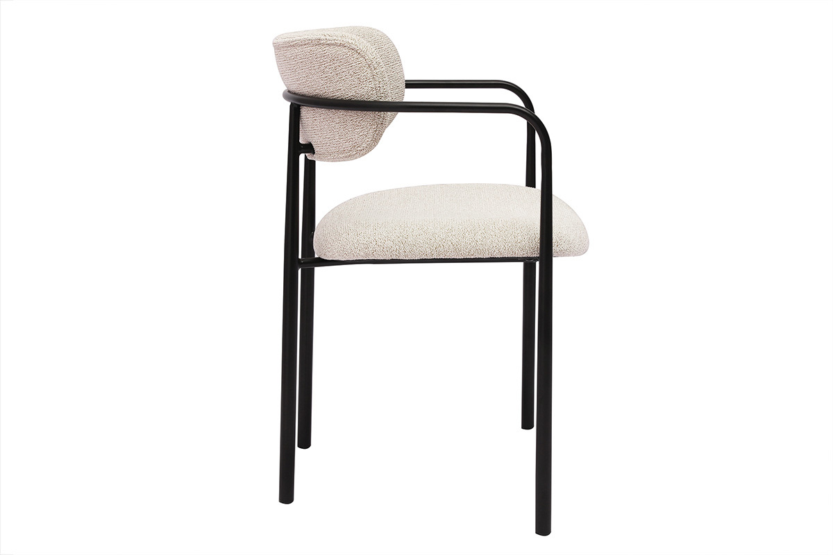 Chaises en tissu textur beige et mtal noir (lot de 2) SWIFT