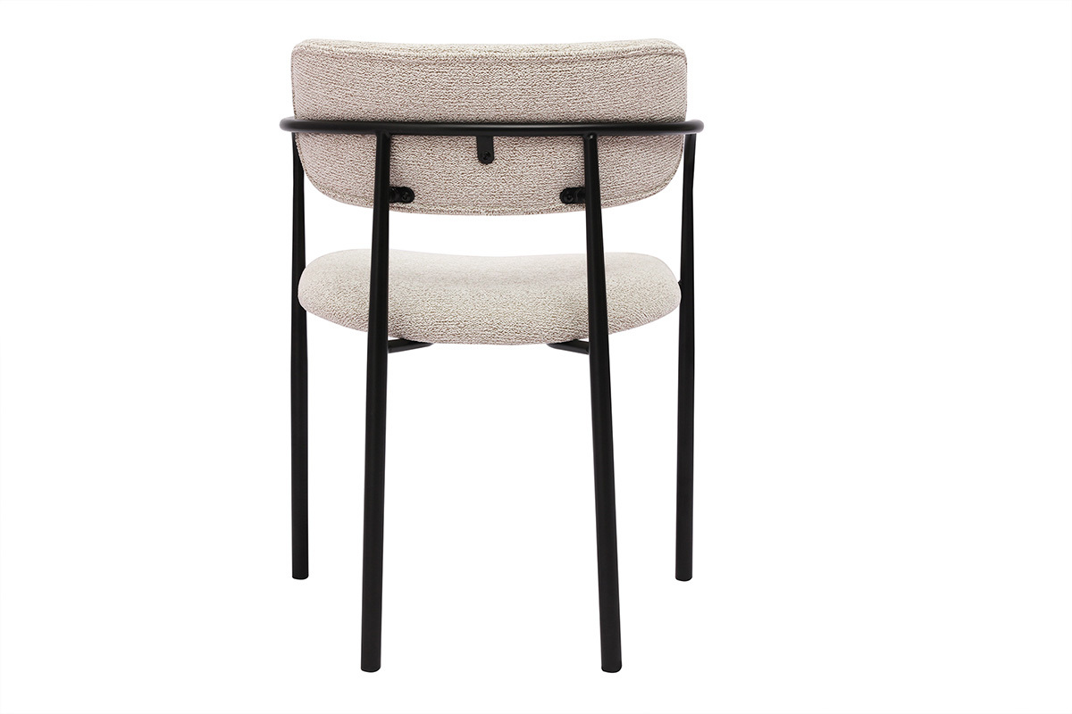 Chaises en tissu textur beige et mtal noir (lot de 2) SWIFT