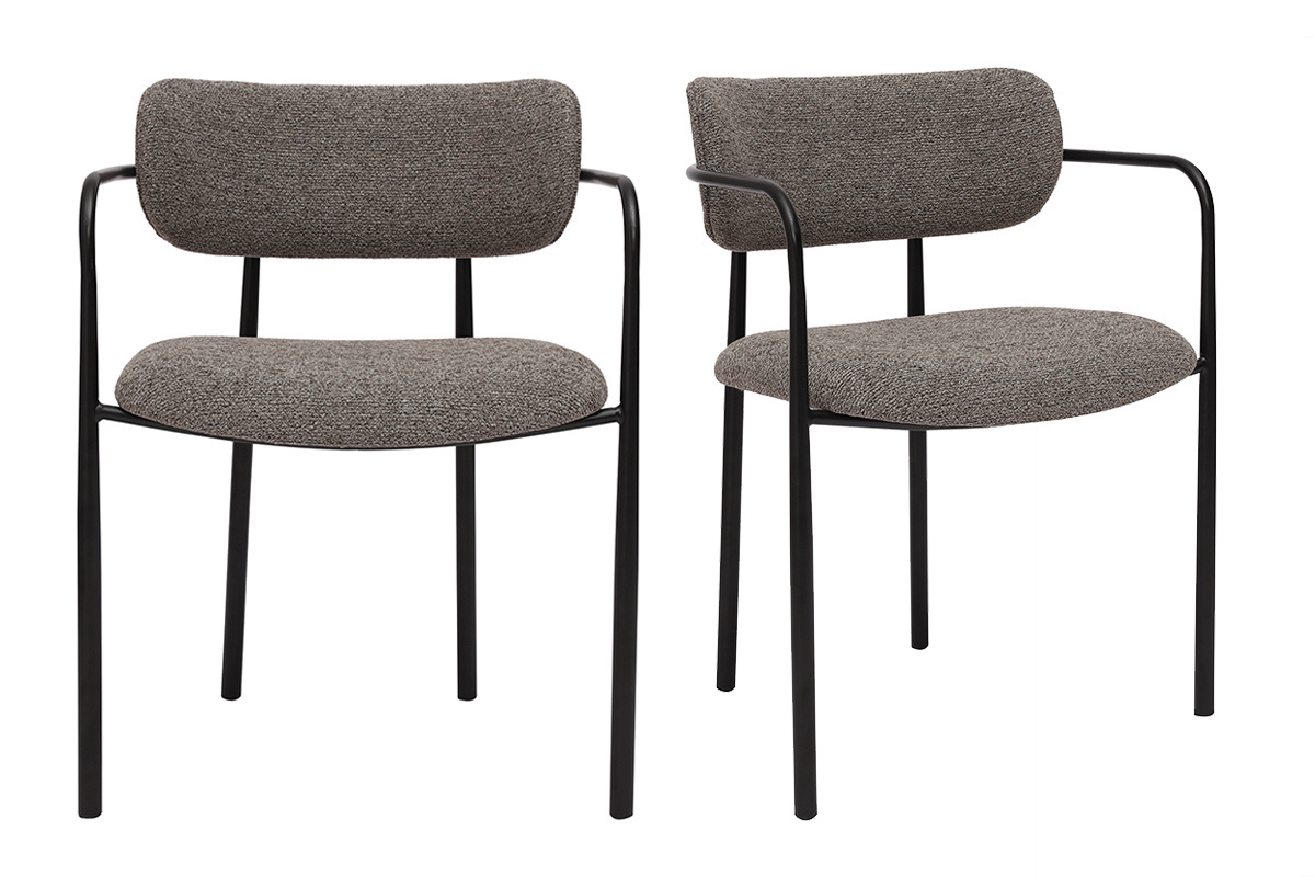 Chaises en tissu textur taupe et mtal noir (lot de 2) SWIFT