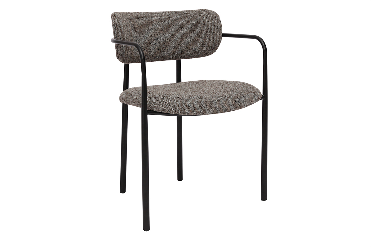 Chaises en tissu textur taupe et mtal noir (lot de 2) SWIFT