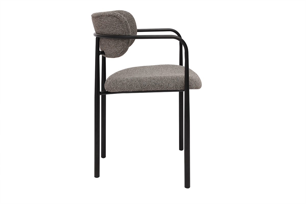 Chaises en tissu textur taupe et mtal noir (lot de 2) SWIFT