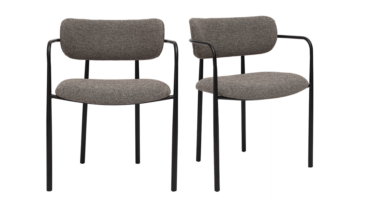 Chaises en tissu textur taupe et mtal noir (lot de 2) SWIFT