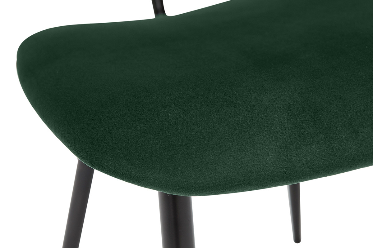 Chaises en tissu velours vert et mtal noir (lot de 2) TOBIAS