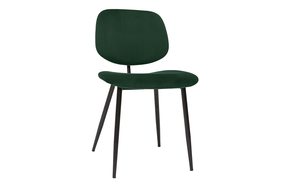 Chaises en tissu velours vert et mtal noir (lot de 2) TOBIAS